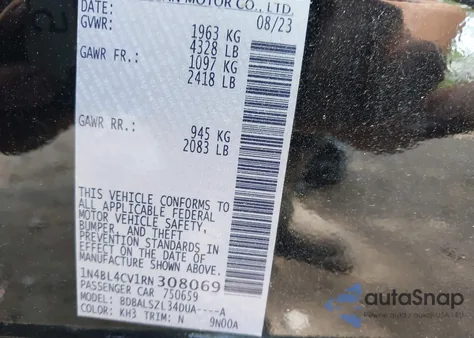 2024 Nissan Altima Sr Fwd z USA, uszkodzony, nr VIN 1N4BL4CV1RN308069